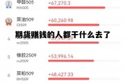 期货交易赚钱的都是些什么人，期货赚钱的人都干什么去了